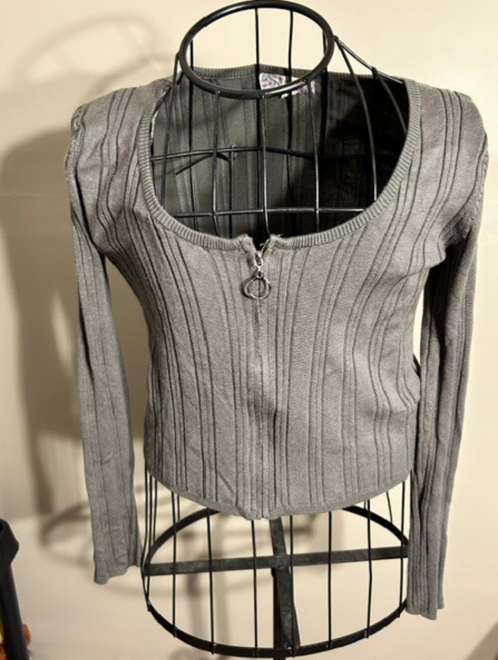 size medium soft knit crop womens long sleeve green